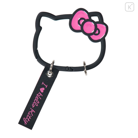 Japan Sanrio Original Steel Carabiner - Hello Kitty : I Love Hello Kitty Face Black Pink - 2