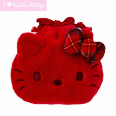 Japan Sanrio Original Face-shaped Drawstring Bag - Hello Kitty : I Love Hello Kitty Red