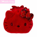 Japan Sanrio Original Face-shaped Drawstring Bag - Hello Kitty : I Love Hello Kitty Red - 1