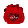 Japan Sanrio Original Face-shaped Drawstring Bag - Hello Kitty : I Love Hello Kitty Red - 2