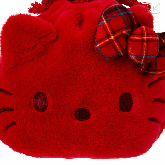 Japan Sanrio Original Face-shaped Drawstring Bag - Hello Kitty : I Love Hello Kitty Red - 3