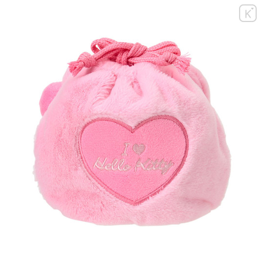 Japan Sanrio Original Face-shaped Drawstring Bag - Hello Kitty : I Love Hello Kitty Pink - 2