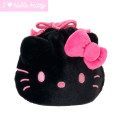 Japan Sanrio Original Face-shaped Drawstring Bag - Hello Kitty : I Love Hello Kitty Black Pink - 1