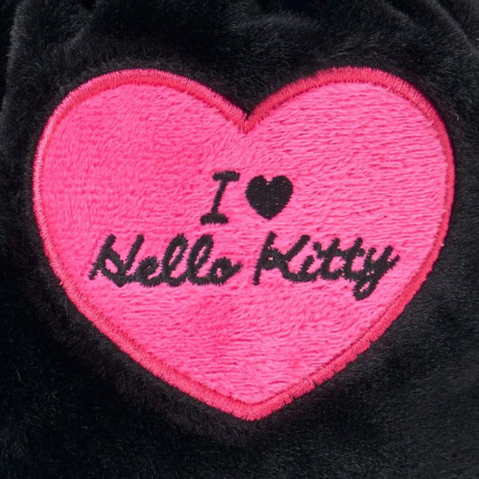 Japan Sanrio Original Face-shaped Drawstring Bag - Hello Kitty : I Love Hello Kitty Black Pink - 4