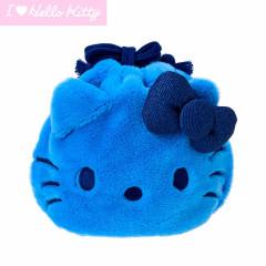 Japan Sanrio Original Face-shaped Drawstring Bag - Hello Kitty : I Love Hello Kitty Blue