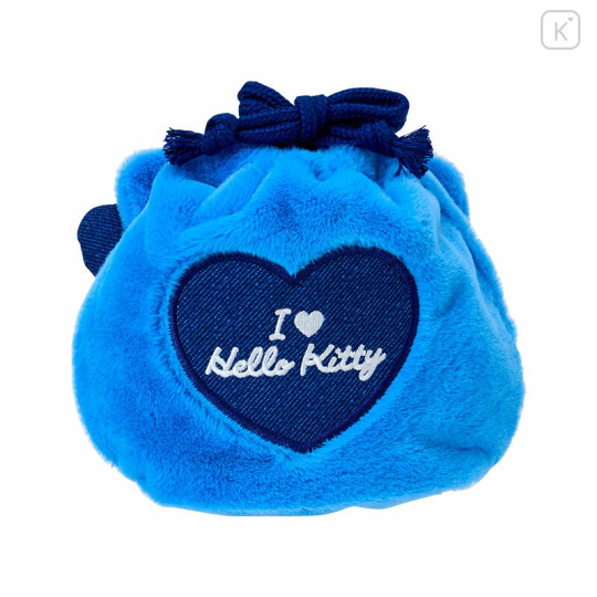 Japan Sanrio Original Face-shaped Drawstring Bag - Hello Kitty : I Love Hello Kitty Blue - 2