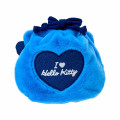 Japan Sanrio Original Face-shaped Drawstring Bag - Hello Kitty : I Love Hello Kitty Blue - 2