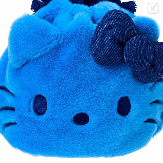 Japan Sanrio Original Face-shaped Drawstring Bag - Hello Kitty : I Love Hello Kitty Blue - 3