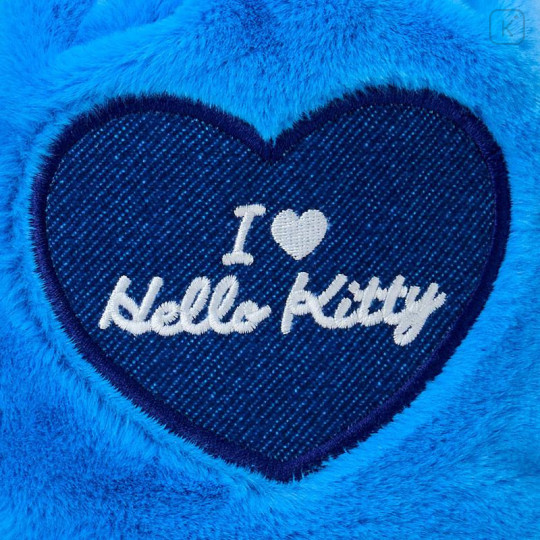 Japan Sanrio Original Face-shaped Drawstring Bag - Hello Kitty : I Love Hello Kitty Blue - 4