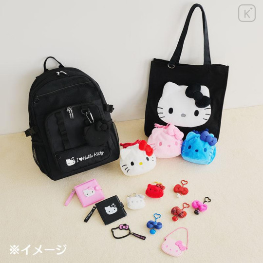Japan Sanrio Original Face-shaped Drawstring Bag - Hello Kitty : I Love Hello Kitty Blue - 6