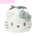 Japan Sanrio Original Face-shaped Drawstring Bag - Hello Kitty : I Love Hello Kitty Sliver - 1