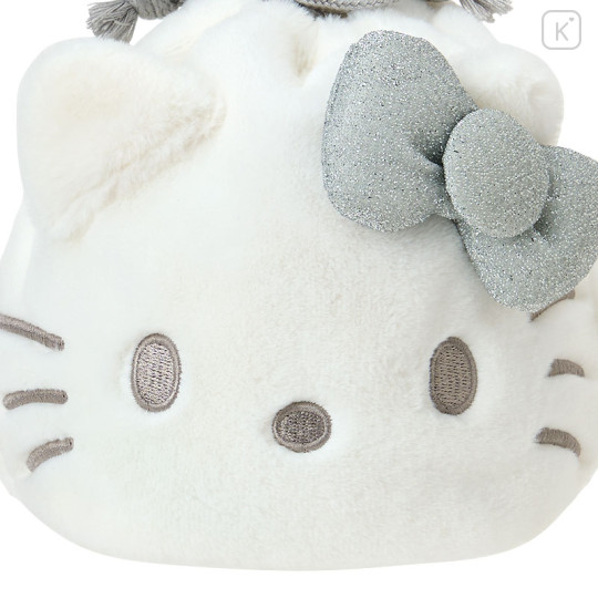 Japan Sanrio Original Face-shaped Drawstring Bag - Hello Kitty : I Love Hello Kitty Sliver - 3