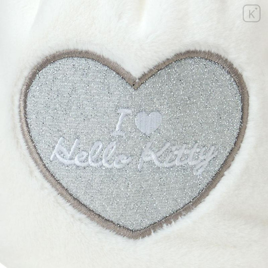 Japan Sanrio Original Face-shaped Drawstring Bag - Hello Kitty : I Love Hello Kitty Sliver - 4