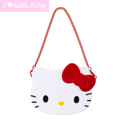 Japan Sanrio Original 2-sided Compact Mirror with Chain - Hello Kitty : I Love Hello Kitty Face