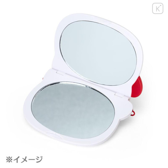 Japan Sanrio Original 2-sided Compact Mirror with Chain - Hello Kitty : I Love Hello Kitty Face Pink - 4