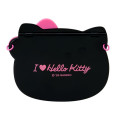 Japan Sanrio Original 2-sided Compact Mirror with Chain - Hello Kitty : I Love Hello Kitty Face Black Pink - 3