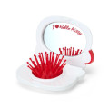 Japan Sanrio Original Mirror With Compact Hair Brush - Hello Kitty : I Love Hello Kitty Face - 4