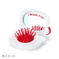 Japan Sanrio Original Mirror With Compact Hair Brush - Hello Kitty : I Love Hello Kitty Face Pink - 4
