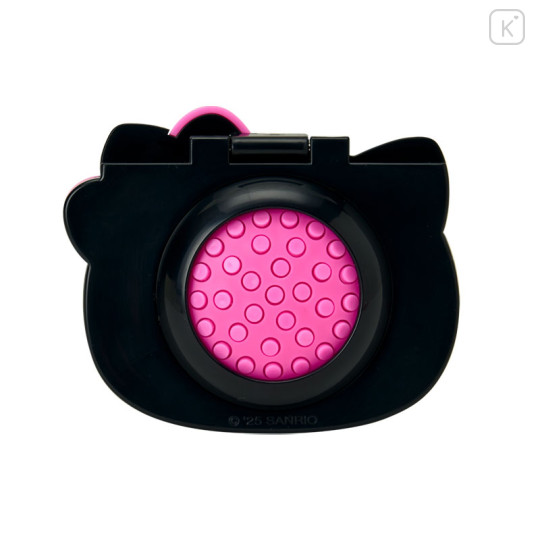 Japan Sanrio Original Mirror With Compact Hair Brush - Hello Kitty : I Love Hello Kitty Face Black Pink - 2