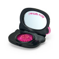 Japan Sanrio Original Mirror With Compact Hair Brush - Hello Kitty : I Love Hello Kitty Face Black Pink - 3