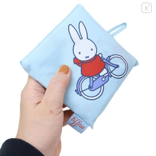Japan Miffy Eco Shopping Bag & Mini Bag - Miffy : Light Blue Bike - 4