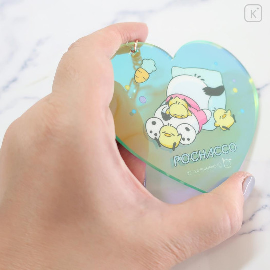 Japan Sanrio Aurora Acrylic Keychain - Pochacco : Sweet Dream Clear Heart - 2
