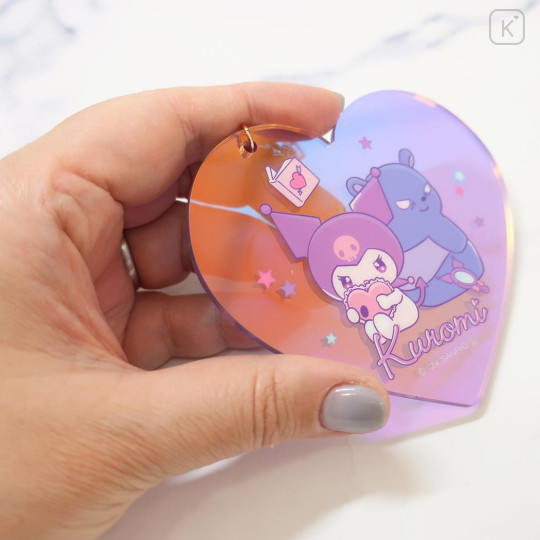 Japan Sanrio Aurora Acrylic Keychain - Kuromi : Companion Clear Heart - 2