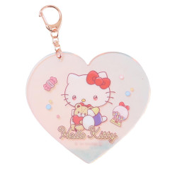 Japan Sanrio Aurora Acrylic Keychain - Hello Kitty & Tiny Chum : Companion Clear Heart