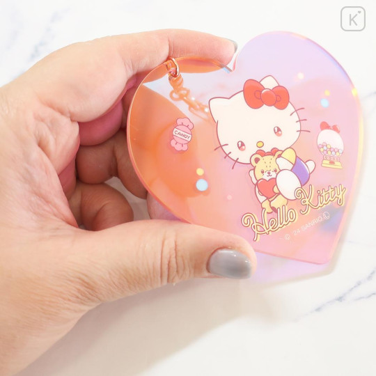 Japan Sanrio Aurora Acrylic Keychain - Hello Kitty & Tiny Chum : Companion Clear Heart - 2