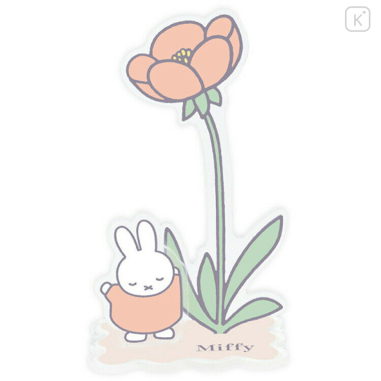 Japan Miffy Acrylic Memo Clip Stand - Miffy : Flower Light Orange - 1