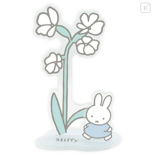 Japan Miffy Acrylic Memo Clip Stand - Miffy : Flower Light Blue - 1