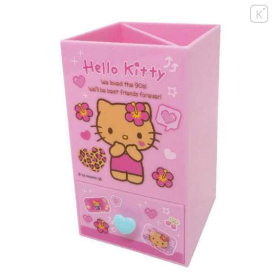 Japan Sanrio Chest Drawer with Pen Stand - Hello Kitty : Tan Swimsuit Party Pink - 1