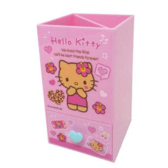 Japan Sanrio Chest Drawer with Pen Stand - Hello Kitty : Tan Swimsuit Party Pink