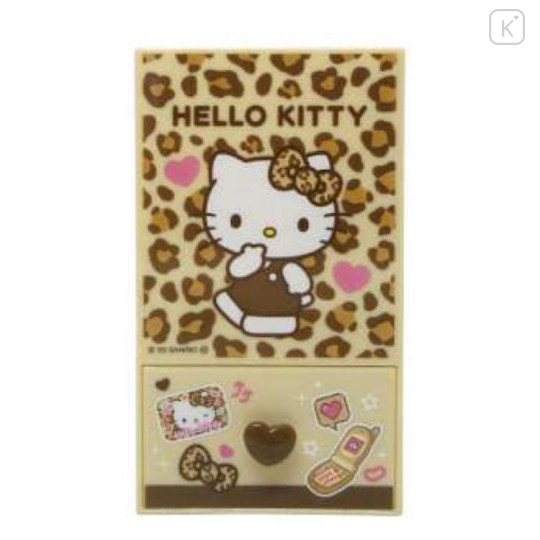 Japan Sanrio Chest Drawer with Pen Stand - Hello Kitty : Leopard Brown - 2