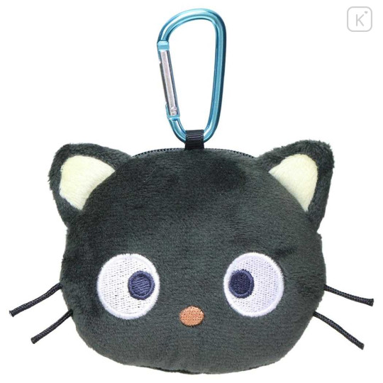 Japan Sanrio Mini Plush Pouch with Carabiner - Chococat : Face - 1