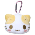 Japan Sanrio Mini Plush Pouch with Carabiner - Masyumaro : Fluffy Marshmallow-Like Cat Face - 1