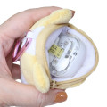 Japan Sanrio Mini Plush Pouch with Carabiner - Masyumaro : Fluffy Marshmallow-Like Cat Face - 3