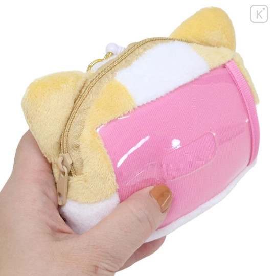 Japan Sanrio Face Pass Case with Reel - Masyumaro : Marshmallow-Like Cat Face - 2