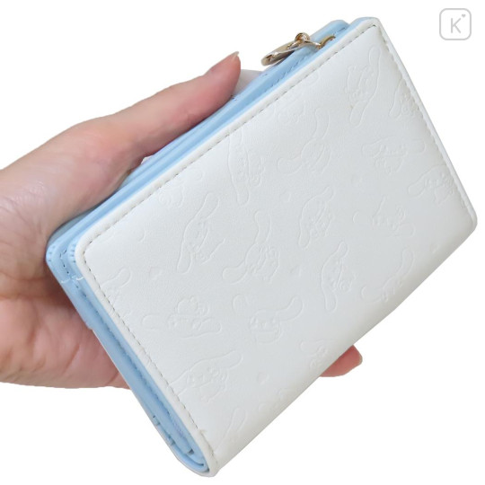 Japan Sanrio Bifold Wallet - Cinnamoroll : Blue Gold Embossed - 2