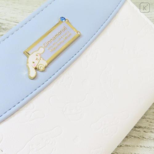 Japan Sanrio Bifold Wallet - Cinnamoroll : Blue Gold Embossed - 5