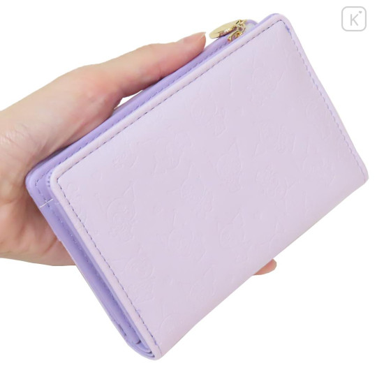 Japan Sanrio Bifold Wallet - Kuromi : Purple Gold Embossed - 2