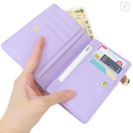 Japan Sanrio Bifold Wallet - Kuromi : Purple Gold Embossed - 3