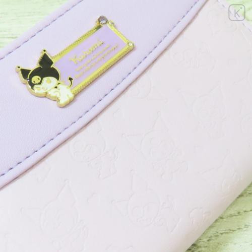 Japan Sanrio Bifold Wallet - Kuromi : Purple Gold Embossed - 5
