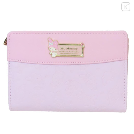 Japan Sanrio Bifold Wallet - My Melody : Pink Gold Embossed - 1