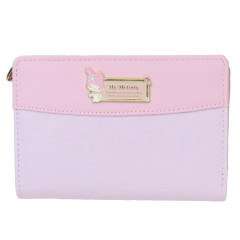 Japan Sanrio Bifold Wallet - My Melody : Pink Gold Embossed