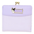 Japan Sanrio Clasp Bifold Wallet - Kuromi : Purple Gold Embossed - 1