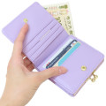 Japan Sanrio Clasp Bifold Wallet - Kuromi : Purple Gold Embossed - 3
