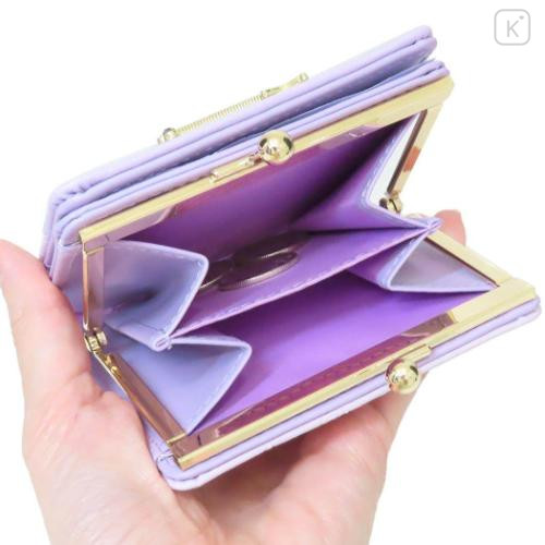 Japan Sanrio Clasp Bifold Wallet - Kuromi : Purple Gold Embossed - 4