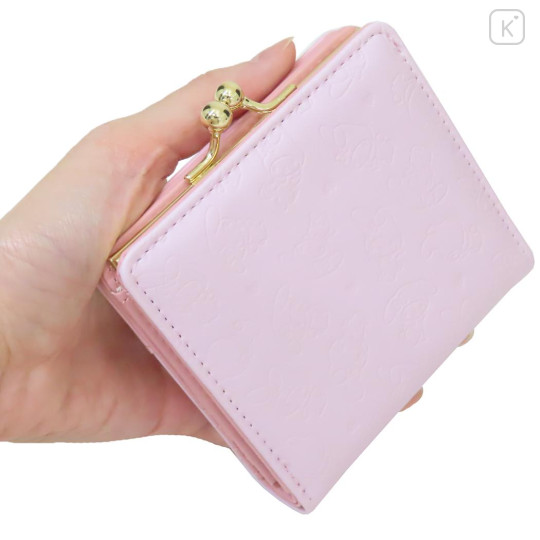 Japan Sanrio Clasp Bifold Wallet - My Melody : Pink Gold Embossed - 2