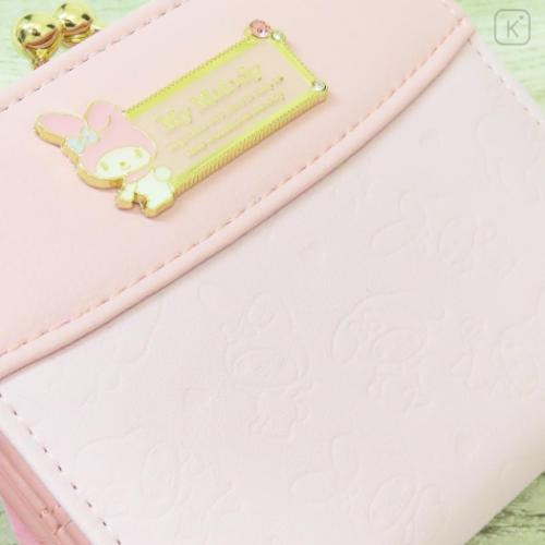 Japan Sanrio Clasp Bifold Wallet - My Melody : Pink Gold Embossed - 5